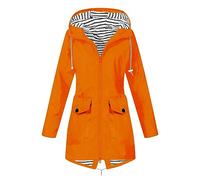 Générique Veste Femme Imperméable Manteau Long Femmes Mode Coupe Vent Trench Capuche À La Imperméable Couleur Unie Rayé avec Cordon Veste De Sport avec Zippé Vetement Femme D'extérieur