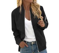 Générique Veste Femme Mi Saison Décontracté 2025 Automne Bomber Classique Manche Longue Veste de Sport Ample Léger Blouson Couleur Unie