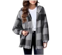 Générique Veste fille carreaux capuche polaire double-face zippée