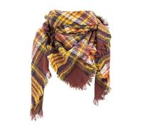 Générique Veste Fourrure Chic New Thorn pour femme Écharpe triangulaire à carreaux pour femme Fourrure Tissu Loup (Brown, A)