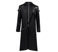 Générique Veste Gothique Homme,Costume Halloween Homme Trench Coat Capuche avec Fermeture éClair Manteau De Frack Steampunk DéGuisement MéDiéVal Adulte Renaissance FêTe Cosplay Uniforme