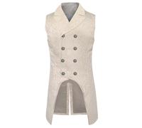Générique Veste Gothique Homme,Veste Medieval sans Manche Homme Costume Halloween Col Revers avec Double Boutonnage Costume Renaissance Jacquard Vintage DéGuisement RéTro Gilets Cosplay