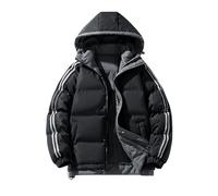 Générique Veste Hiver Homme - Blouson Hiver Manteau rembourré pour Hommes Hiver Jeunesse Court épais Chaud décontracté Manteau à Capuche (Black L)