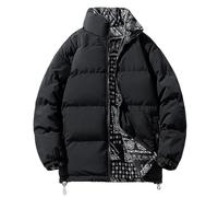 Générique Veste Hiver Homme - Blousons Homme Vêtements décontractés pour Hommes Mode Automne et Hiver épais et Ample Manches Longues en Coton des Deux côtés (Black XXXXL)