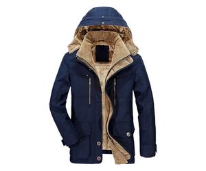 Générique Veste Hiver Homme Parka Chaud Blouson Imperméable Jacket Robe De Chambre Polaire Manteau Chaude Automne Ski Longue Doudoune Travail Sweat-Shirts Bleu-1 XL