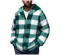 Générique Veste Homme à Capuche Manches Longues Réversible en Polaire Motif Carreaux avec Fermeture Éclair Poches Utiles Blouson Chaud Décontracté Élégant pour Travail Quotidien et Voyages