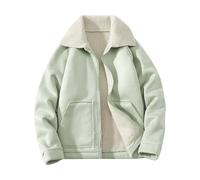 Générique Veste Homme Automne Hiver Matelassée Lamb Wool Loose Polyvalente Manteau Veste en Fibre Polyester Confortable(Light Green, M)