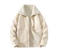 Générique Veste Homme Automne Hiver Matelassée Lamb Wool Loose Polyvalente Manteau Veste en Fibre Polyester Confortable(Khaki, XL)