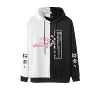 Générique Veste Homme Chic Mi Saison Capuche Sweet Homme À Capuche Japonais Sweats Imprimé Floral Hoodie avec Motif Manteau Couleur Assembler Manteaux Cordon Vêtements Leger Hoodie 2025 Nouveau Sweat