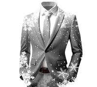 Générique Veste Homme Costume - Manteau De Noël pour Homme Veste imprimée de Vacances Tenue de fête Manteau décontracté élégant pour la déclaration de Mode d'hiver pour (Grey XL)