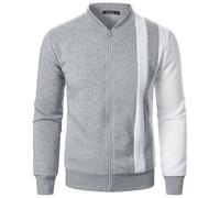 Générique Veste Homme Décontracté Col Mao Blousons Manche Longue Full Zipper Couleur Unie Cardigan Sport en Plein Air Baselayer Manteau Extensible Mode Confortable Vêtements Votre Compte Gris M