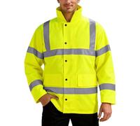 Générique Veste Homme Haute Visibilité Bandes Réfléchissantes Imperméable Polaire Doublée Hiver Blouson Sécurité Routière Parka Travail Renforcée Sweat Réfléchissant Chantier Gilet Signalisation Mode