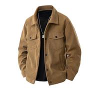 Générique Veste Homme Hiver Chaud Manteau Mode Décontracté Blousons Couleur Unie Grande Taille Manteaux Patte De Boutonnage Surchemise Quotidien Thermique Cardigan Classique Vêtements Café XXL
