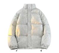 Générique Veste Homme Hiver Doudoune Travail Couleur Unie Parka Chaud Épais Manche Longue Manteau Classique Décontracté Confortable Blousons Épaissir Thermique Votre Compte Gris L