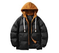 Générique Veste Homme Hiver Manteau avec Cordon Mode Blousons Chaud Épais Manche Longue Doudoune Classique Décontracté Confortable Parka Épaissir Thermique Votre Compte Noir XXL