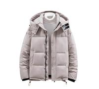 Générique Veste Homme Hiver Manteau avec Fermeture Éclair Patte de Boutonnage Blousons Chaud Épais Manche Longue Doudoune Confortable Épaissir Parka Thermique Classique Mes en Cours De Beige L