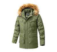 Générique Veste Homme Hiver Manteau Fincut en Peluche Blousons Chaud Épais Manche Longue Doudoune Classique Décontracté Confortable Parka Épaissir Thermique Mes Commandes Vert armée L
