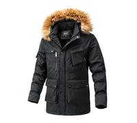 Générique Veste Homme Hiver Manteau Fincut en Peluche Blousons Chaud Épais Manche Longue Doudoune Classique Décontracté Confortable Parka Épaissir Thermique Commandes en Cours Noir XL