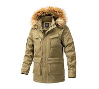 Générique Veste Homme Hiver Manteau Fincut en Peluche Blousons Chaud Épais Manche Longue Doudoune Classique Décontracté Confortable Parka Épaissir Thermique Commandes en Cours Kaki 3XL