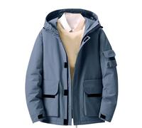 Générique Veste Homme Hiver Parka en Plein Air à Capuche Manteau Chaud Épais Manche Longue Blousons Décontracté Confortable Doudoune Épaissir Thermique Classique Vente Flash Du Jour Et Soldes Bleu M