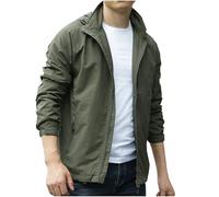 Générique Veste Homme mi Saison Coupe Vent Capuche Amovible Vestes Randonnée Blouson d'extérieur Jacket Automne-Printemp Bombers de Travail Aviateur Vente Flash Du Jour Et Soldes Vert armée 5XL