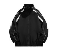 Générique Veste Homme Printemps Automne Randonnée Col Montant Patchwork Couleur Unie Manteau Blouson Décontracté Travail(Black, XXXL)