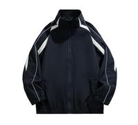 Générique Veste Homme Printemps Automne Randonnée Col Montant Patchwork Couleur Unie Manteau Blouson Décontracté Travail(Navy, L)