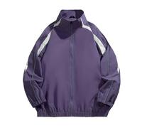 Générique Veste Homme Printemps Automne Randonnée Col Montant Patchwork Couleur Unie Manteau Blouson Décontracté Travail(Purple, L)