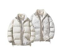 Générique Veste Homme Réversible Imprimé Érable Ou Couleur Unie Décontracté Couple Polyvalent Double Face Manteau Veste Polaire Confortable Deux Styles Pour Polyvalence Maximale(Khaki, XL)