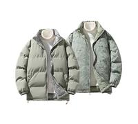 Générique Veste Homme Réversible Imprimé Érable Ou Couleur Unie Décontracté Couple Polyvalent Double Face Manteau Veste Polaire Confortable Deux Styles Pour Polyvalence Maximale(Green, L)