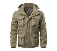 Générique Veste Hommes Mi Saison Capuche En Col Montant Manteau Zippées Avec Poches Veste De Transition Uni Décontracté Coupe Vent Manteaux Tendance Polyvalent Mi Saison Outwear