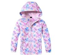 Générique Veste Imperméable Enfant,Vestes de Pluie Respirante Manteau à Capuche Blouson Coupe-Vent Manche Longue Zipper Camping Extérieur,Unisex Garçons Filles du 2 à 10 ans (7-8 Years)
