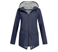 Générique Veste Imperméable Femme À Capuche Running Hiver Coupe Vent Femme Camping Couleurs Unies Sport Poncho Pluie Pliable Patchwork Manteau Velo Mode Noël 2#marine XXL 2025