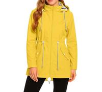 Générique Veste Imperméable Femme Capuche Trench Coat Léger Veste De Randonnée Mi Saison Parka Imperméable Coupe Vent Manteau De Pluie Grande Taille, Jaune, S