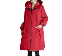 Générique Veste Imperméable Femme Chic Hiver Longues Coupe Vent Capuche Avec Poche Imperméable Manteau Sport Montagne À Zippée De Couleur Pure Doublure Vestes D'alpinisme En Plein Air