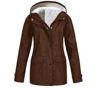 Générique Veste Imperméable Femme Manteau Court Imperméable Femmes Blouson Capuche Classique Coupe Pluie Multicolore avec Poches Veste De Sport Extérieur Vetement Femme, Marron, XXL