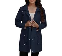 Générique Veste Imperméable Femme Manteau Court Imperméable Femmes Blouson Capuche Léger Coupe Vent Couleur Clair avec Fermeture Veste De Plein Air Extérieur Vetement Femme, Marine, S