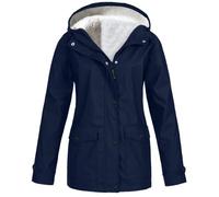 Générique Veste Imperméable Femme Manteau Midi Imperméable Femmes Parka Capuche Léger Coupe Vent Couleur Unie avec Fermeture Veste De Ville Printemps Vetement Femme, Marine, 4XL