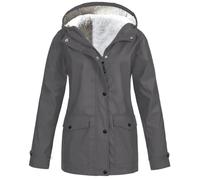 Générique Veste Imperméable Femme Manteau Midi Imperméable Femmes Parka Capuche Léger Coupe Vent Couleur Unie avec Fermeture Veste De Ville Printemps Vetement Femme, Gris, XXL