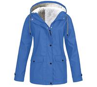 Générique Veste Imperméable Femme Manteau Midi Imperméable Femmes Parka Capuche Léger Coupe Vent Couleur Unie avec Fermeture Veste De Ville Printemps Vetement Femme, Bleu, M