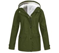 Générique Veste Imperméable Femme Manteau Midi Imperméable Femmes Parka Capuche Léger Coupe Vent Couleur Unie avec Fermeture Veste De Ville Printemps Vetement Femme, Vert kaki, S