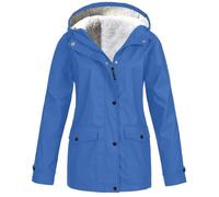 Générique Veste Imperméable Femme Manteau Midi Imperméable Femmes Parka Capuche Léger Coupe Vent Couleur Unie avec Fermeture Veste De Ville Printemps Vetement Femme, Bleu, L