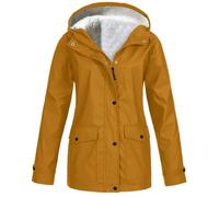 Générique Veste Imperméable Femme Manteau Midi Imperméable Femmes Parka Capuche Léger Coupe Vent Couleur Unie avec Fermeture Veste De Ville Printemps Vetement Femme, Orange, L