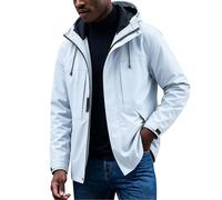 Générique Veste Imperméable Homme Veste de Pluie Randonnée Jacket Coupe Vent Homme Légère Zippée Capuche Multipoches Double Chaude Blouson Imperméable Haute Visibilité