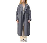 Générique Veste Laine Femme Manteau Long Femme Hiver Oversize Grand Revers Boutons Double Rang Tissu Laine Doux Épais Pour Automne Hiver Sortie Travail Loisirs Décontracté Élégant Gris, L