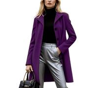 Générique Veste Laine Femme Manteau Mi-Long Femme Hiver Boutons Simple Style Tailleur Tissu Épais Doux Pour Automne Hiver Sortie Travail Loisirs Décontracté Élégant Confortable Violet, M