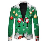Générique Veste Paillette Homme Blazer de Noël à Imprimé 3D Lumineux pour un Style Festif et Jeune avec Coupe Ajustée et Confortable(Red, XL)
