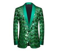 Générique Veste Paillette,Veste De Costume éLéGante pour Homme avec Rayures à Paillettes IdéAle pour Un Usage Quotidien Une SoiréE Une BoîTe De Nuit Ou Un éVéNement Formel (Green, L)
