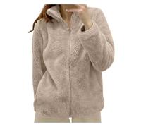 Générique Veste Pilou Femme Sans Capuche Manteau Hiver Chaud Polaire Avec Fermeture Éclair Vestes Polaires en Peluche Vêtements d'extérieur Manteau Moelleux Teddy Blazer Hauts