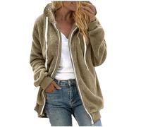 Générique Veste Polaire Femme Chaude Sweats Manteau à Capuche Zippé Laine épais Souple Blousons Fourrure Hooded Coat Manche Longue Cardigan Casual Mode Hiver Chaude Outerwear